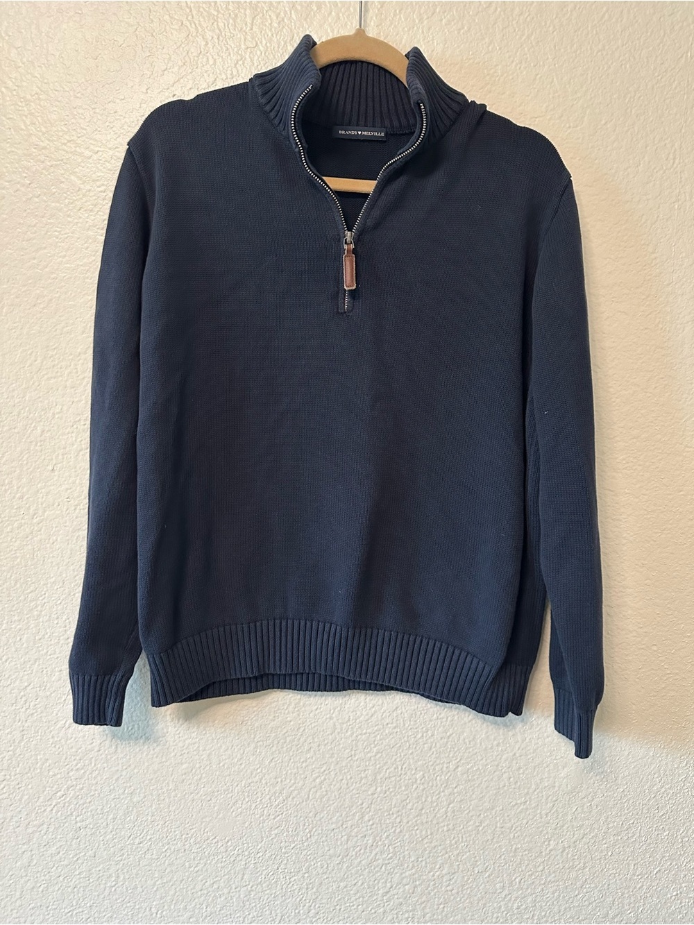 Brandy Melville Navy Half-Zip Sweater